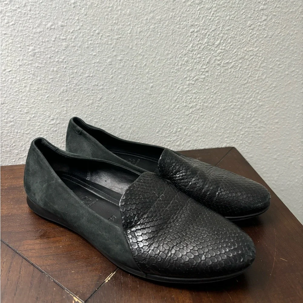 ECCO Touch Ballerina 2.0 Women's Black Leather Flat EU 38 US 7 /‎ 7.5 Snakeskin